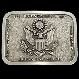 1976 Bicentennial Ducks Unlimited Belt Buckle Illinois Bergamot Brass Works‎